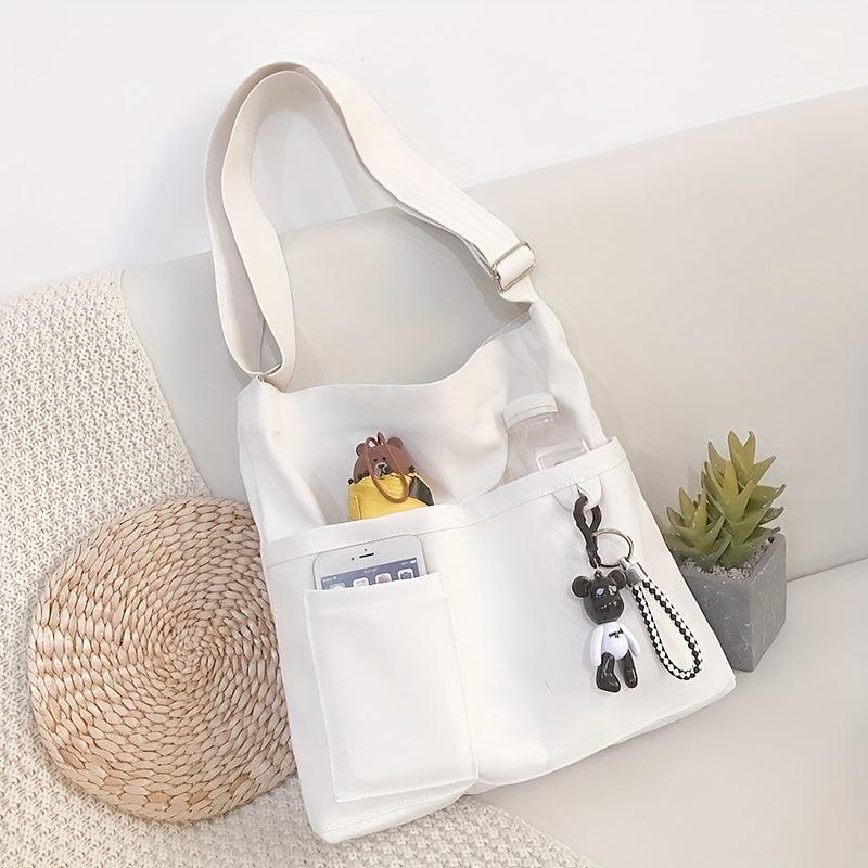Canvas Tote Bag Crossbody Shoulder Bag for School & Travel