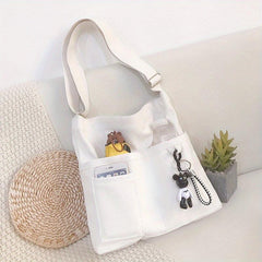 Canvas Tote Bag Crossbody Shoulder Bag for School & Travel