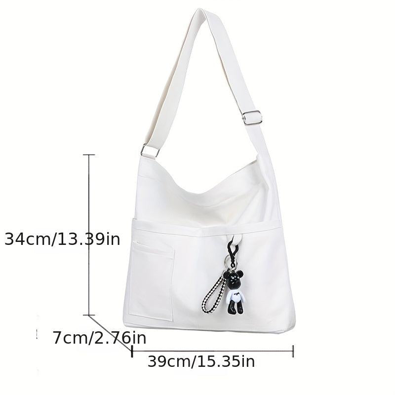 Canvas Tote Bag Crossbody Shoulder Bag for School & Travel