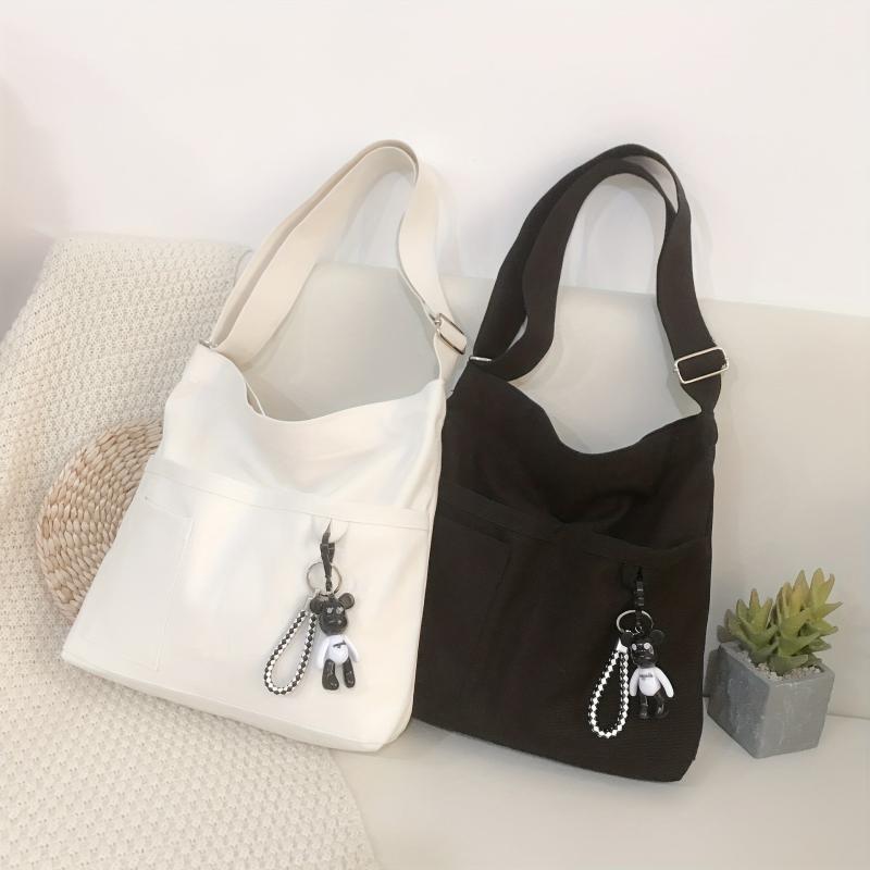 Canvas Tote Bag Crossbody Shoulder Bag for School & Travel
