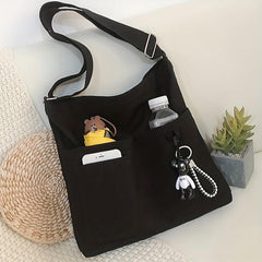 Canvas Tote Bag Crossbody Shoulder Bag for School & Travel
