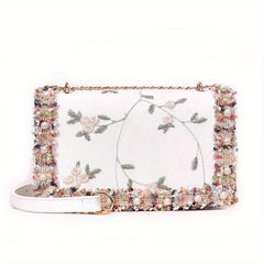 Flower Embroidered Shoulder Bag Crossbody Bag