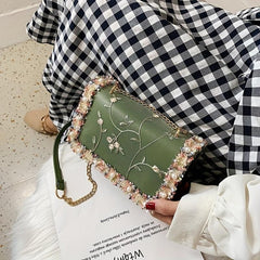 Flower Embroidered Shoulder Bag Crossbody Bag
