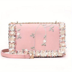 Flower Embroidered Shoulder Bag Crossbody Bag