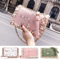 Flower Embroidered Shoulder Bag Crossbody Bag