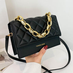 Argyle Quilted Flap Purse Chain Decor Crossbody Bag