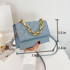 Argyle Quilted Flap Purse Chain Decor Crossbody Bag