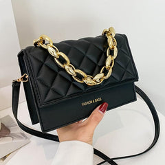 Argyle Quilted Flap Purse Chain Decor Crossbody Bag