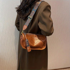 Vintage Shoulder Saddle Bag Crossbody Bag With Wide Strap