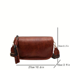 Vintage Shoulder Saddle Bag Crossbody Bag With Wide Strap