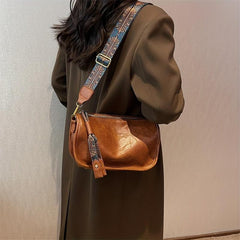 Vintage Shoulder Saddle Bag Crossbody Bag With Wide Strap