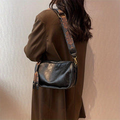 Vintage Shoulder Saddle Bag Crossbody Bag With Wide Strap