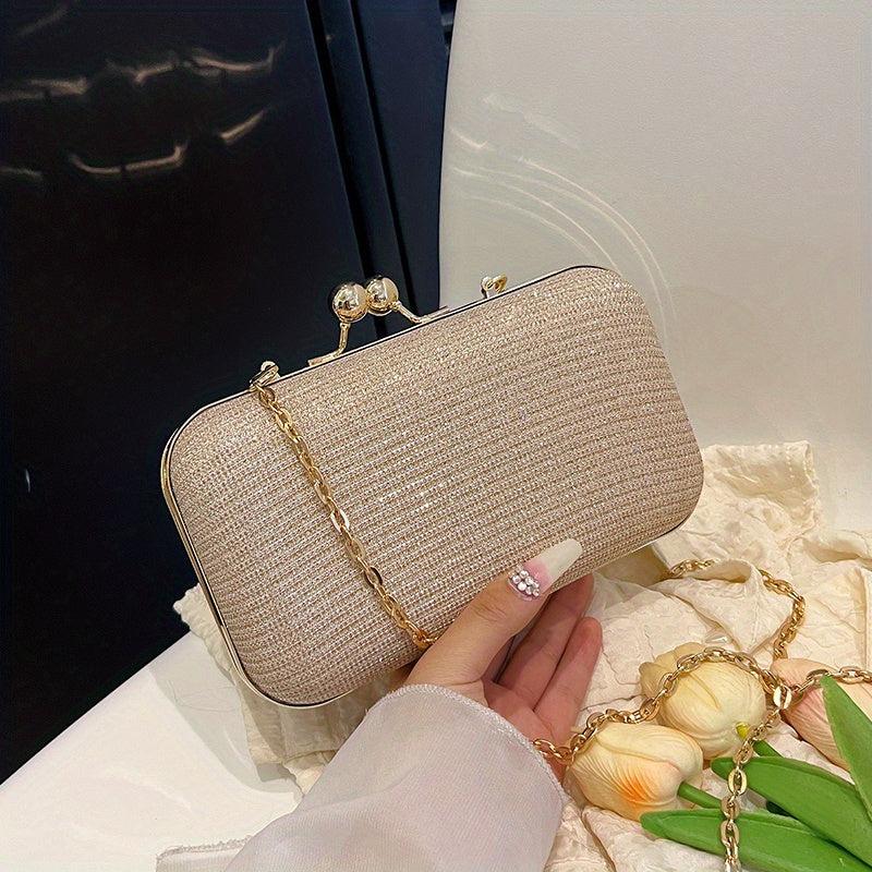 Glitter Clutch Wallet Evening Bag Chain Strap Coin Purse