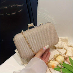Glitter Clutch Wallet Evening Bag Chain Strap Coin Purse