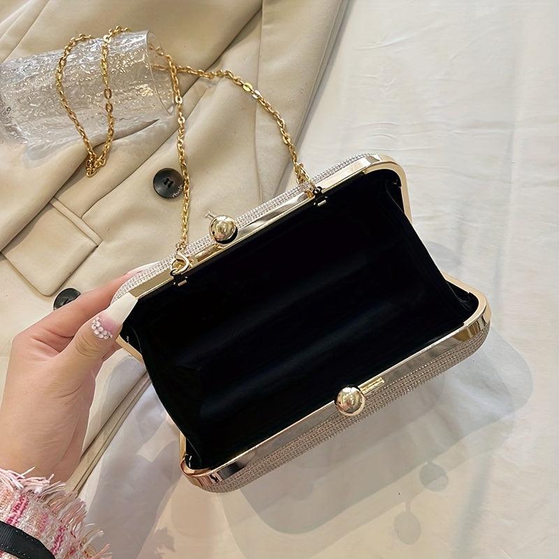 Glitter Clutch Wallet Evening Bag Chain Strap Coin Purse