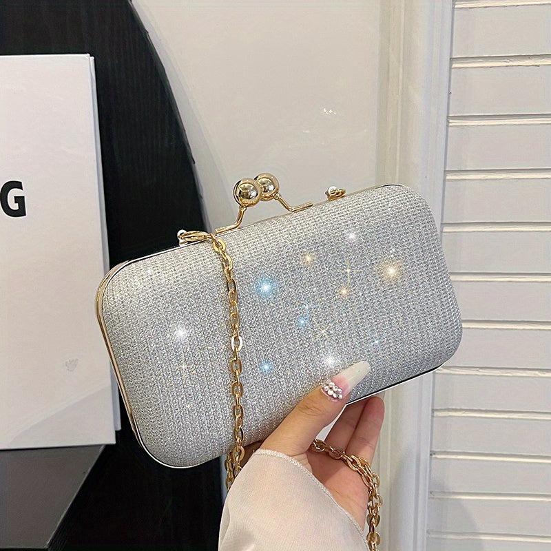 Glitter Clutch Wallet Evening Bag Chain Strap Coin Purse
