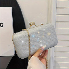 Glitter Clutch Wallet Evening Bag Chain Strap Coin Purse