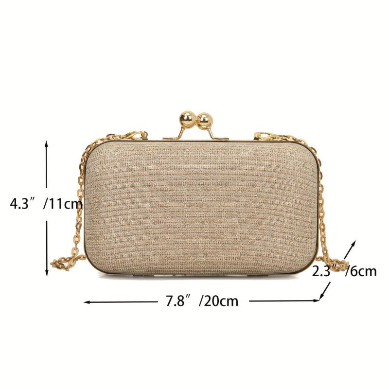 Glitter Clutch Wallet Evening Bag Chain Strap Coin Purse