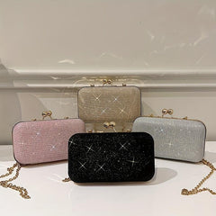 Glitter Clutch Wallet Evening Bag Chain Strap Coin Purse