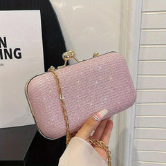 Glitter Clutch Wallet Evening Bag Chain Strap Coin Purse