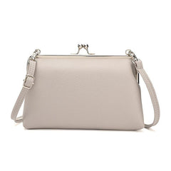 Faux Leather Crossbody Clutch Purse with Kiss Lock Closure