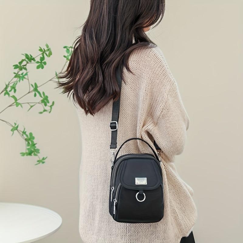 Waterproof Mini Crossbody Bag with Detachable Strap and Zipper Shoulder Bag