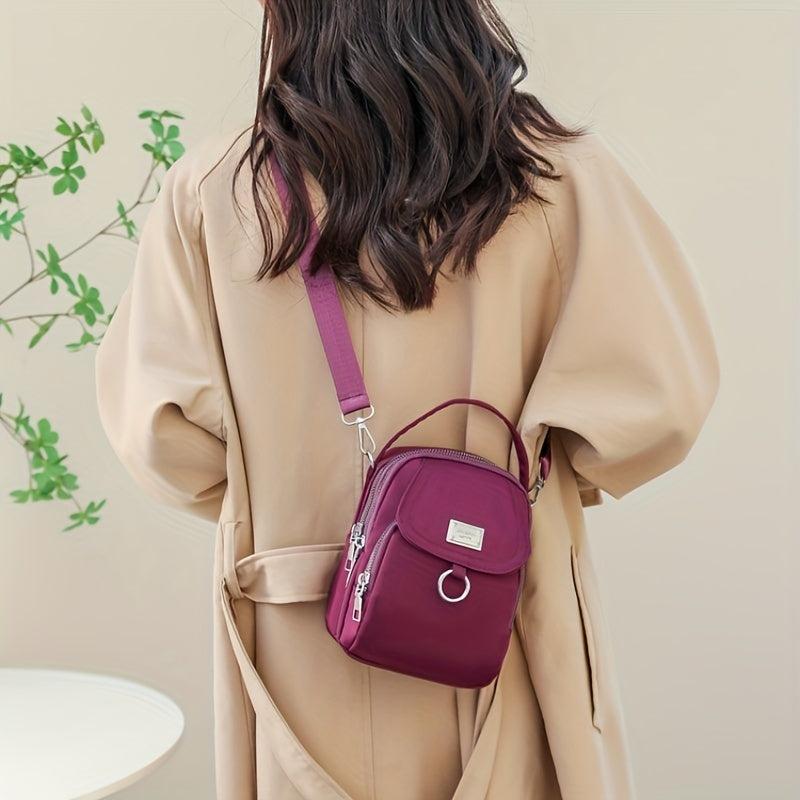 Waterproof Mini Crossbody Bag with Detachable Strap and Zipper Shoulder Bag