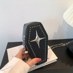 Y2K Style Crossbody Coffin Shaped Bag Women's PU Leather Shoulder Purse