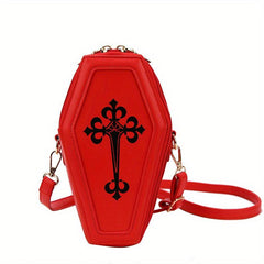 Y2K Style Crossbody Coffin Shaped Bag Women's PU Leather Shoulder Purse