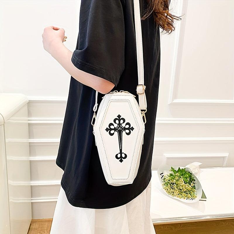 Y2K Style Crossbody Coffin Shaped Bag Women's PU Leather Shoulder Purse