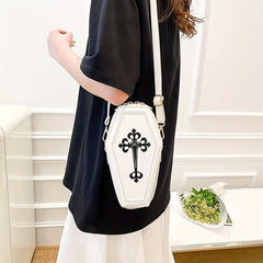 Y2K Style Crossbody Coffin Shaped Bag Women's PU Leather Shoulder Purse