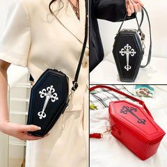 Y2K Style Crossbody Coffin Shaped Bag Women's PU Leather Shoulder Purse