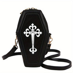 Y2K Style Crossbody Coffin Shaped Bag Women's PU Leather Shoulder Purse