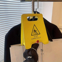 Caution Chain Crossbody Bag Creative Shoulder Bag