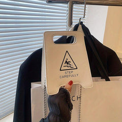 Caution Chain Crossbody Bag Creative Shoulder Bag