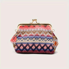 Stylish Crossbody Frame Bag Chain Straw Shoulder Bag Clutch Purse