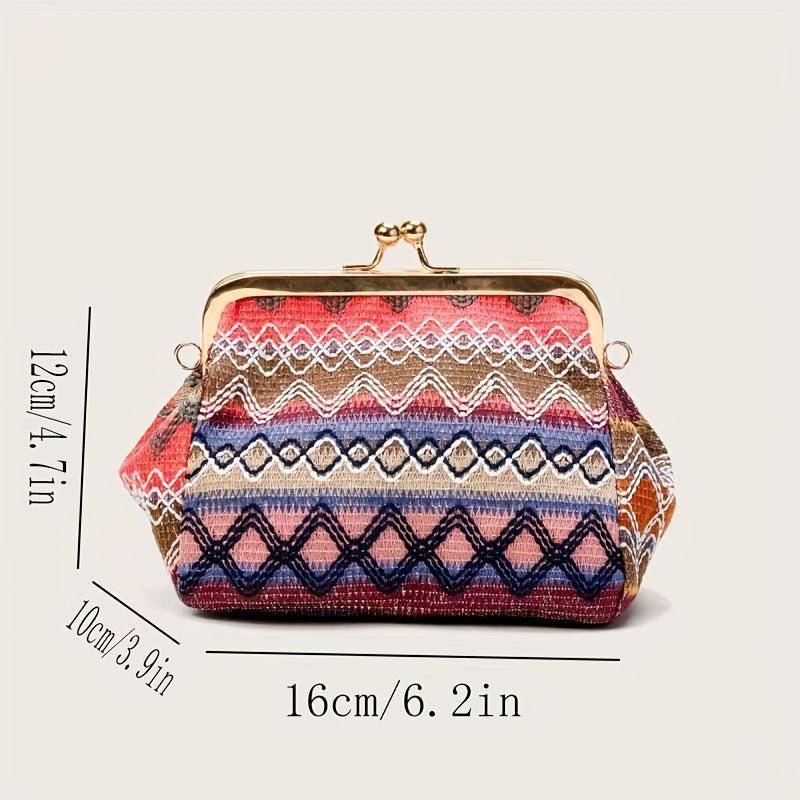 Stylish Crossbody Frame Bag Chain Straw Shoulder Bag Clutch Purse