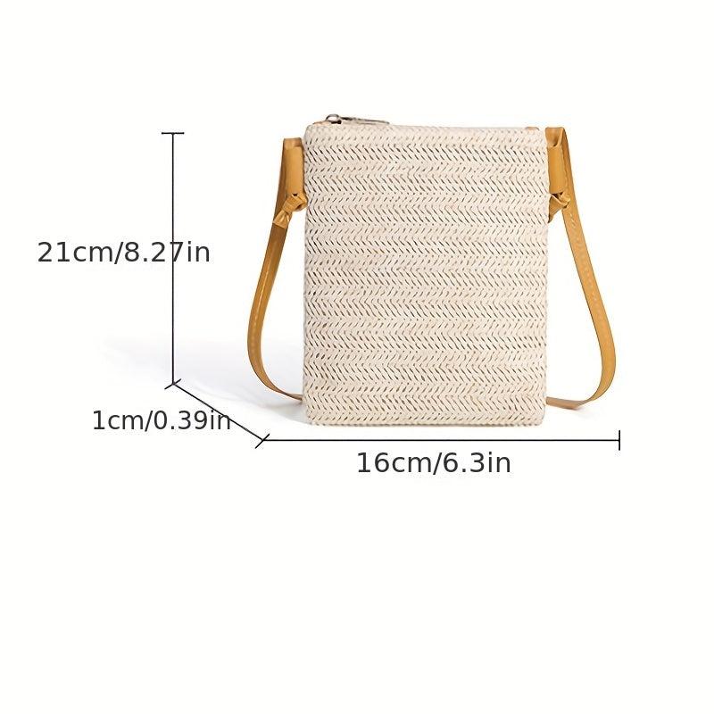 Straw Square Shoulder Bag Crossbody Bohemian Bag