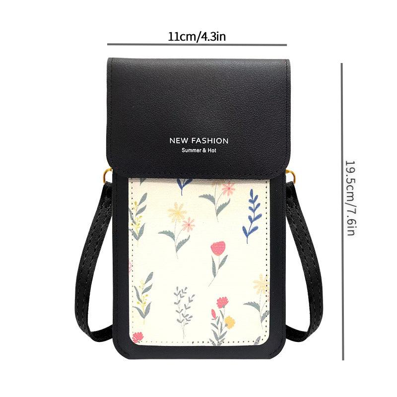 Floral Print Shoulder Bag Coin Purse Mobile Phone Bag
