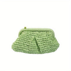 Summer Straw Bag For Women Cloud Ruched Crossbody Purse Boho Style