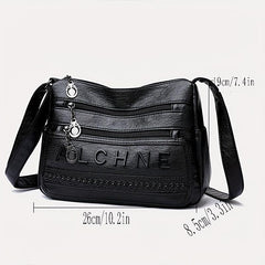 Letter Pattern Shoulder Bag Zipper Faux Leather Crossbody Bag
