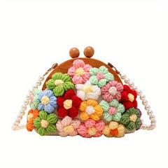 Boho Style Crochet Flower Handbag Crossbody Bag