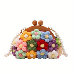 Boho Style Crochet Flower Handbag Crossbody Bag