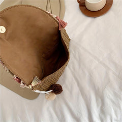 Ethnic Straw Woven Crossbody Bag with Tassel Decor