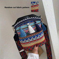Boho Tassel Zip Crossbody Bag Vacation Shoulder Purse