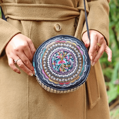 Embroidery Circle Pattern Crossbody Bag Chinese Style Shoulder Purse