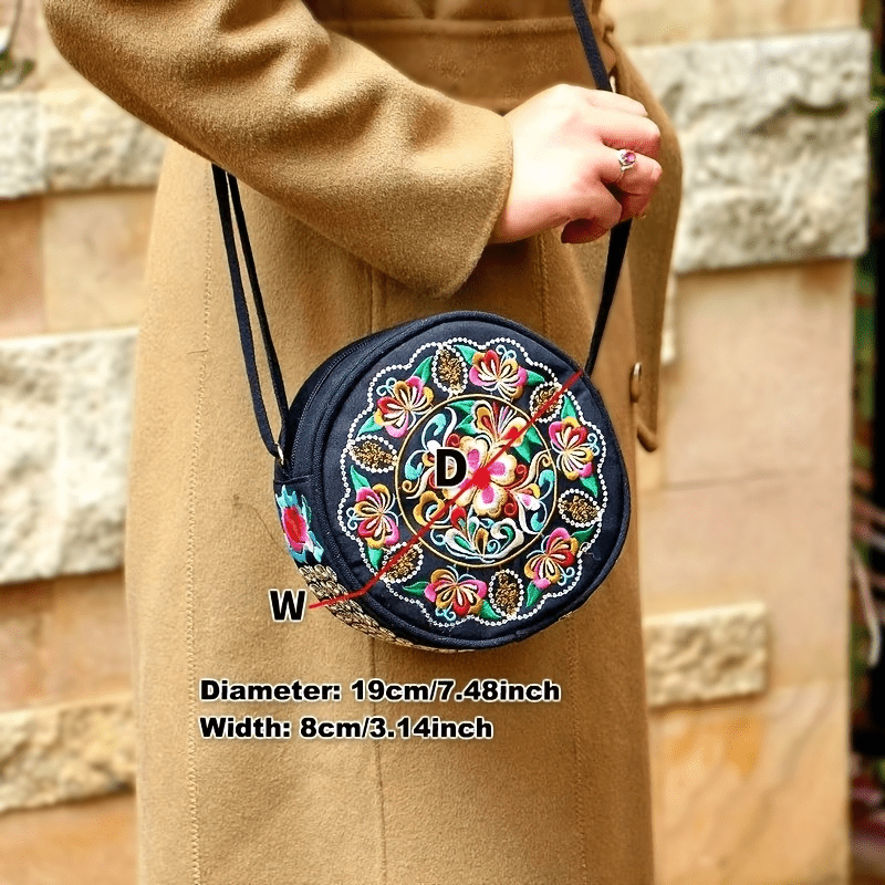 Embroidery Circle Pattern Crossbody Bag Chinese Style Shoulder Purse