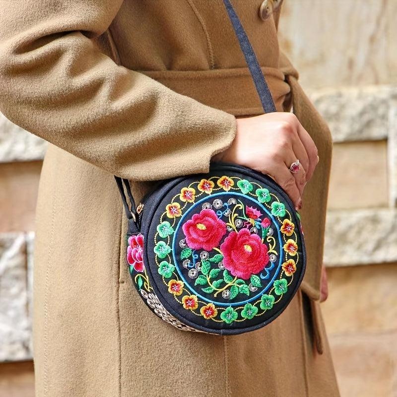 Embroidery Circle Pattern Crossbody Bag Chinese Style Shoulder Purse