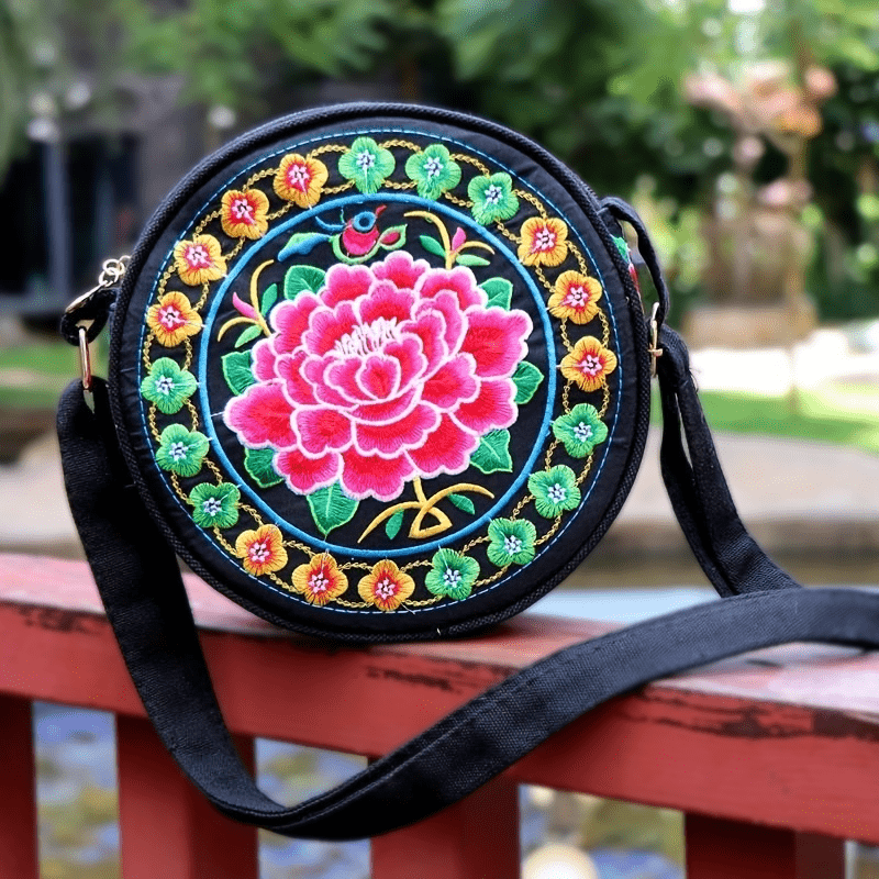 Embroidery Circle Pattern Crossbody Bag Chinese Style Shoulder Purse