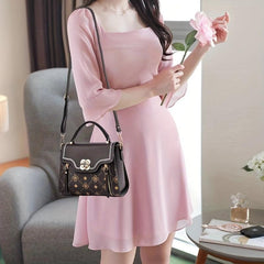 Metal Flower Crossbody Bag Top Handle Flap Purses